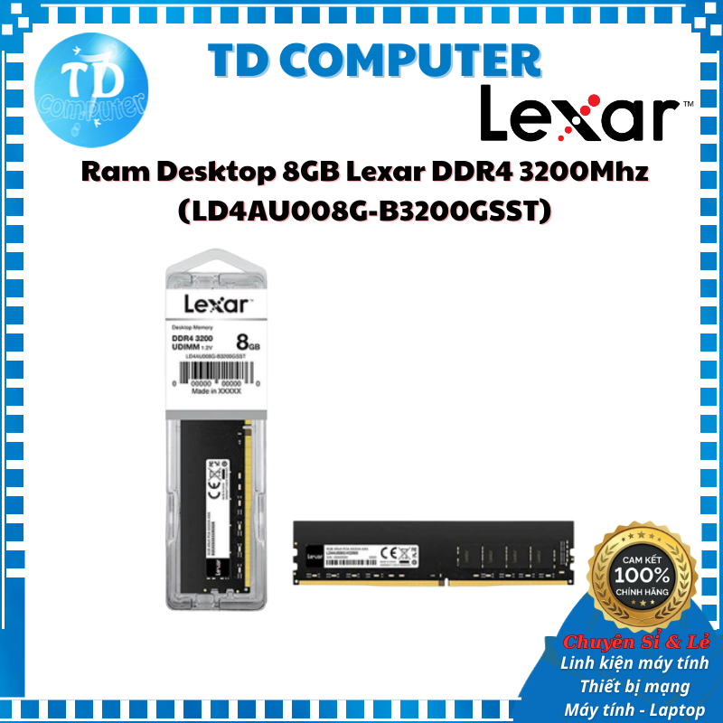 Ram Desktop 8GB Lexar DDR4 3200Mhz (LD4AU008G-B3200GSST) - Hàng chính hãng DGW phân phối