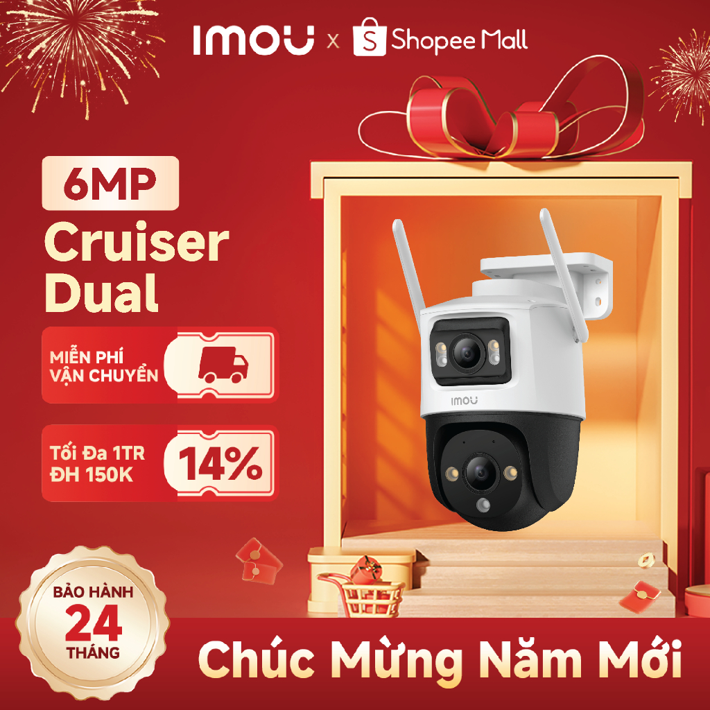Camera Wifi ngoài trời 2 mắt Imou Cruiser Dual I 6MP/10MP I IPC-S7XP-10M0WED I Xoay 360° | Còi hú | BigBuy360 - bigbuy360.vn
