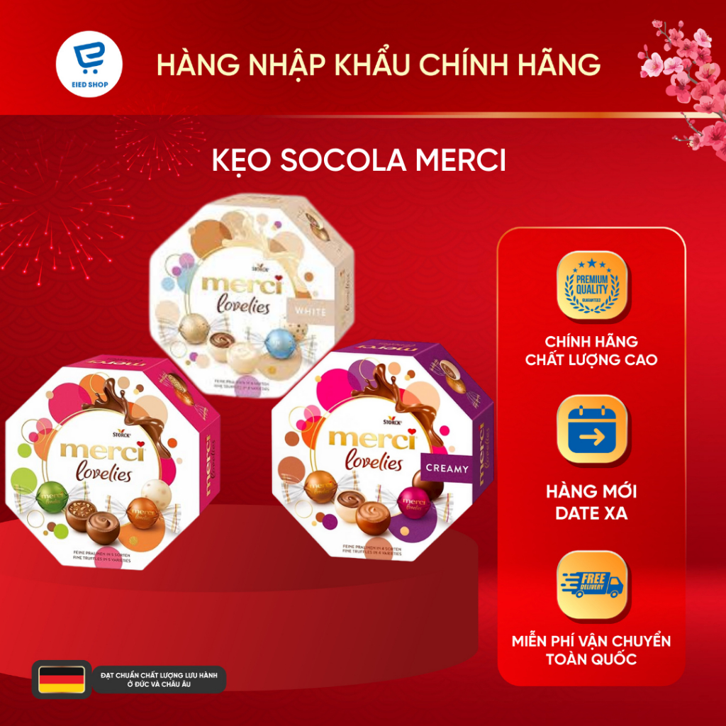 Kẹo Socola Merci Lovelies Bát Giác 185g – Quà Tặng Ngọt Ngào Cho Các Dịp Lễ