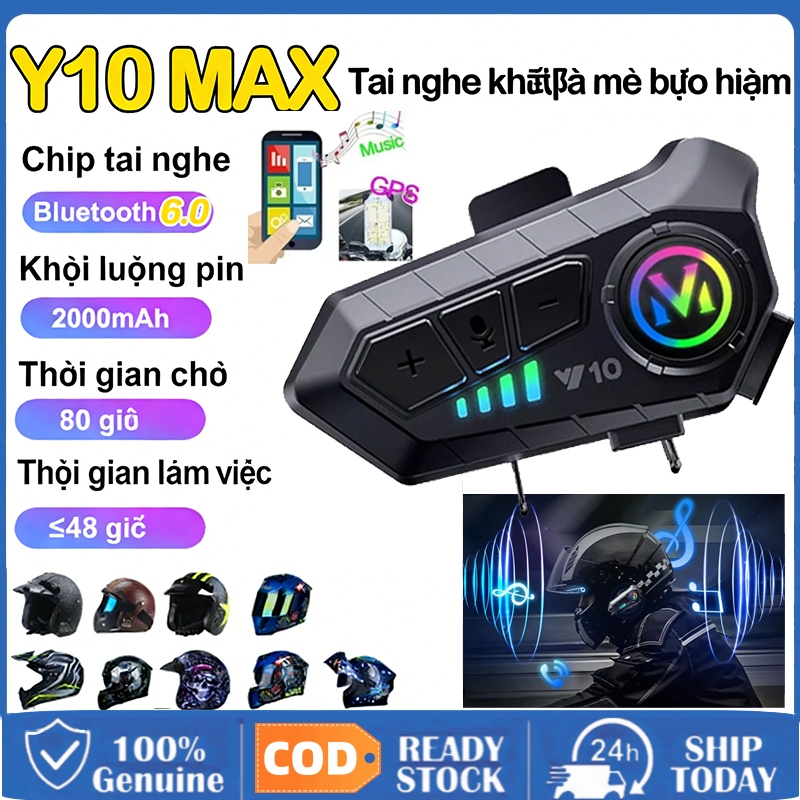 [Giao hàng VN] Tai Nghe Bluetooth 6.0 Y10 MAX Chống Nước Ipx6 2000Mah Dùng Khi Lái Xe Mô Tô Và Phụ K
