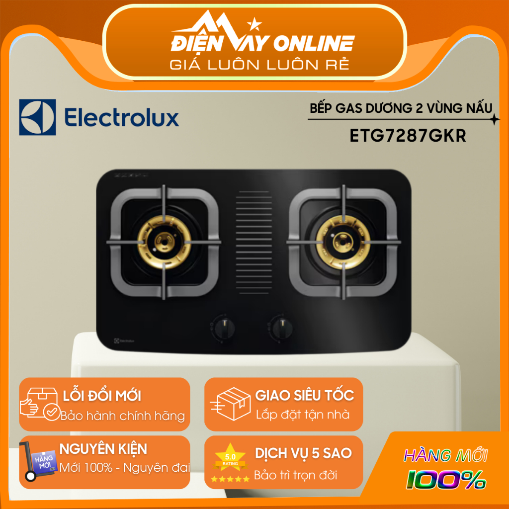 [HỖ TRỢ LẮP ĐẶT] Bếp gas dương 2 vùng nấu Electrolux ETG7287GKR- 4.2kW/4.2kW -Ngang 70cm Series 300 