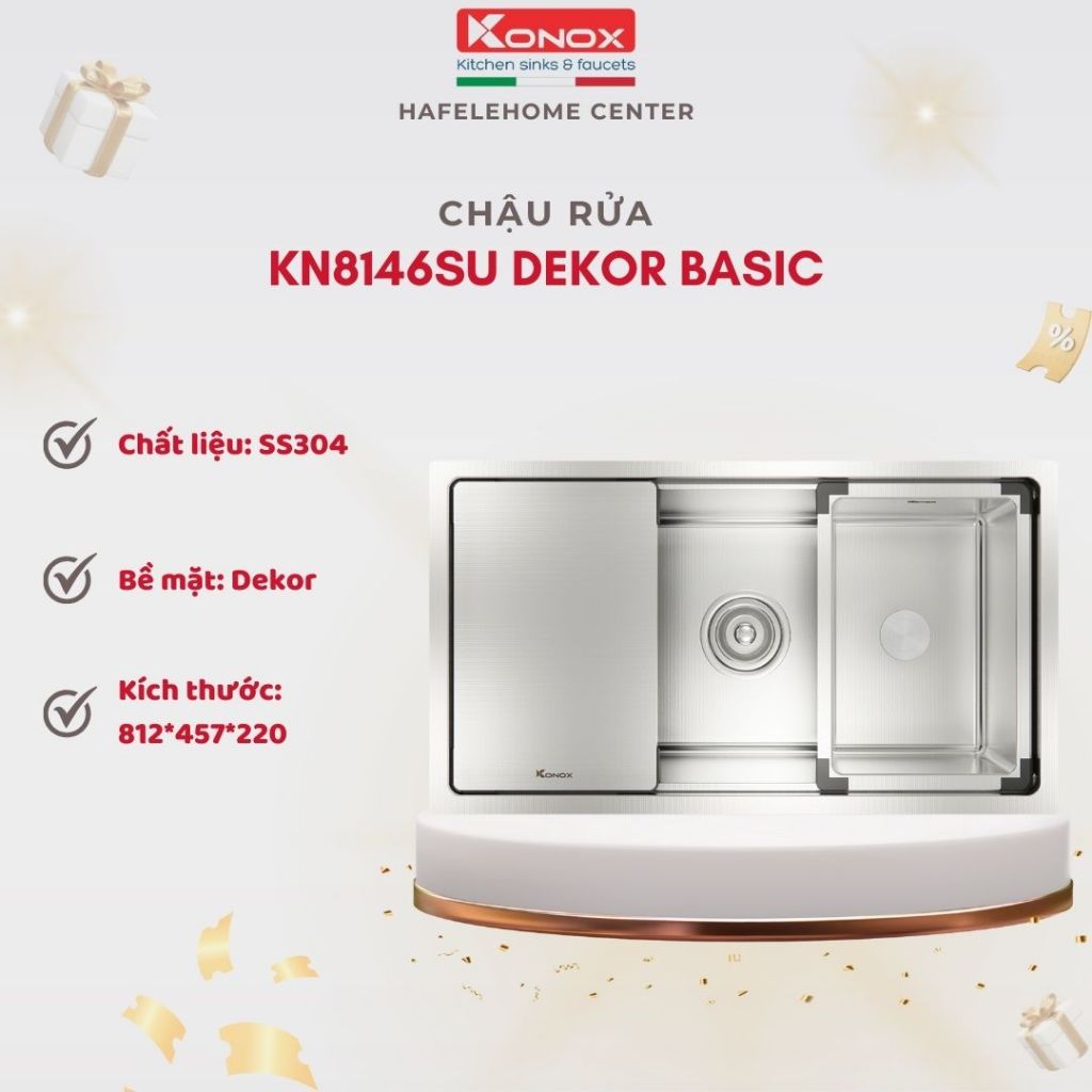 Chậu Rửa Chén Konox Dekor KN8146SU – Lắp Âm Bàn, Inox Cao Cấp Cho Gian Bếp