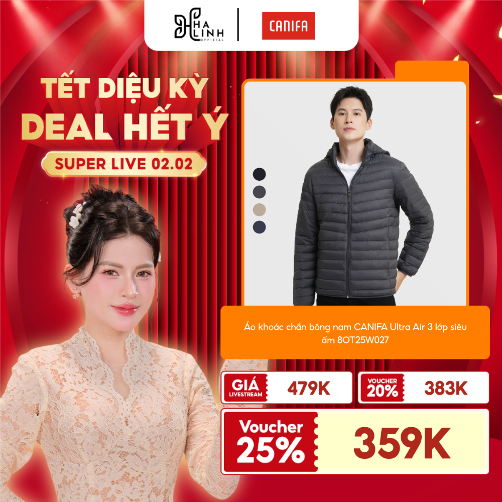 [Võ Hà Linh x CANIFA] Áo khoác chần bông nam CANIFA áo khoác mùa đông Ultra Air 3 lớp siêu ấm siêu nhẹ 8OT25W027