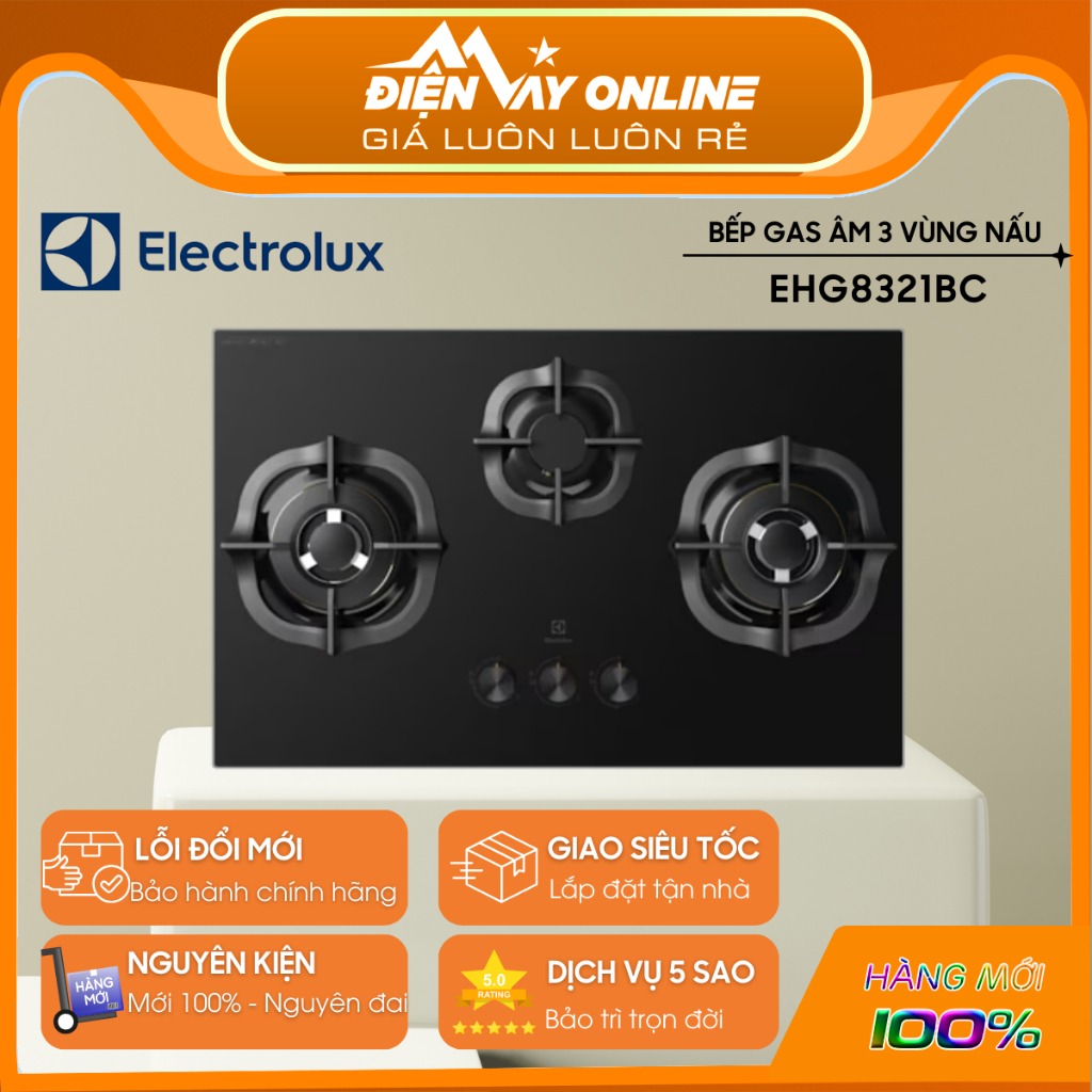 [HỖ TRỢ LẮP ĐẶT] Bếp Âm 3 Gas Electrolux EHG8321BC - Ngang 80cm, UltimateTaste 300 -Bảo Hành Chính H