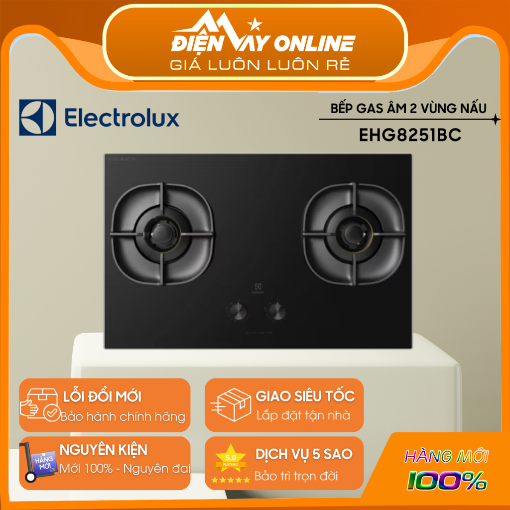 [HỖ TRỢ LẮP ĐẶT] Bếp Gas Âm 2 Vùng Nấu Electrolux EHG8251BC - Ngang 80cm - UltimateTaste 700 -Bảo Hà