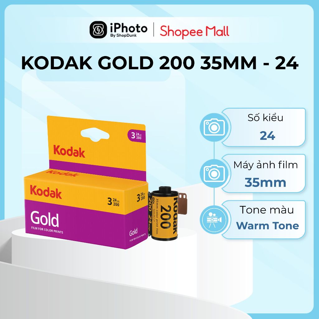 Kodak Gold GB Film 200 135 24 Exp - Pack 3 pcs, IOS 200, Số ảnh 24