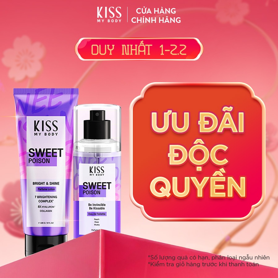 Bộ Đôi Body Lotion và Body Mist KISS MY BODY hương Sweet Poison 226G
