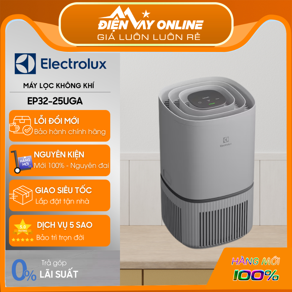 [HỖ TRỢ LẮP ĐẶT] Máy Lọc Không Khí Electrolux EP32-25UGA - Công nghệ 4 lớp lọc - Bảo Hành Chính Hãng
