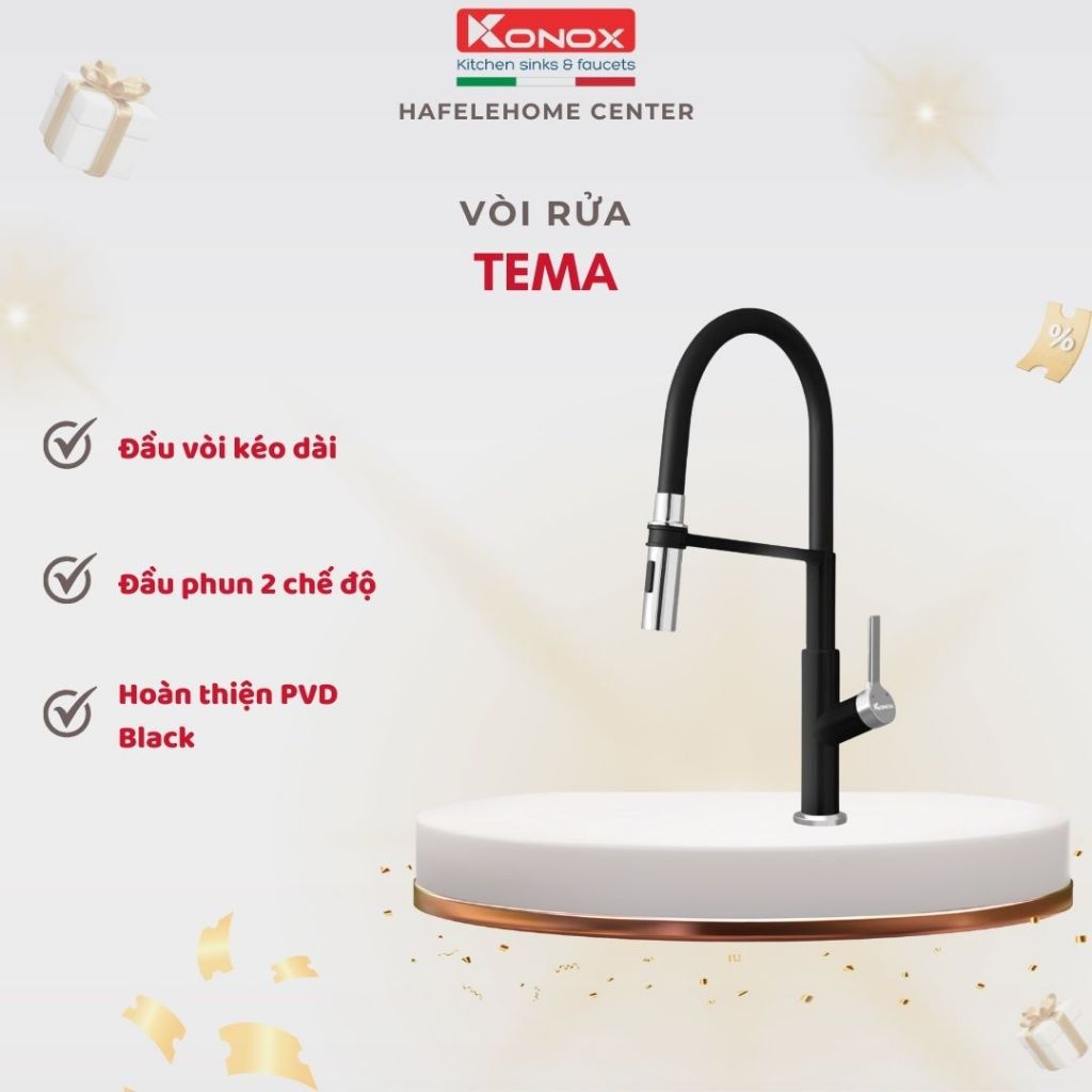 Vòi Rửa Chén Konox Tema – Sang Trọng Phù Hợp Mọi Chậu Rửa