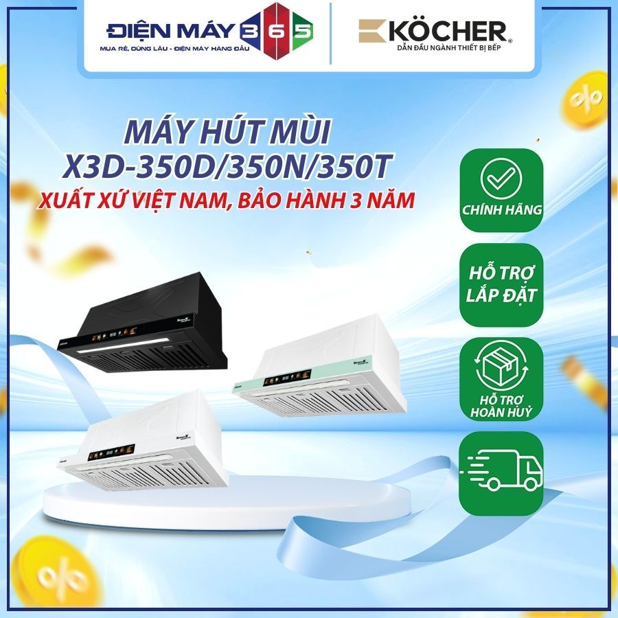 Máy Hút Mùi Kocher TURBO SMART X3D-350D/350N/350T - Hút Khói Hiệu Quả, Dễ Dùng