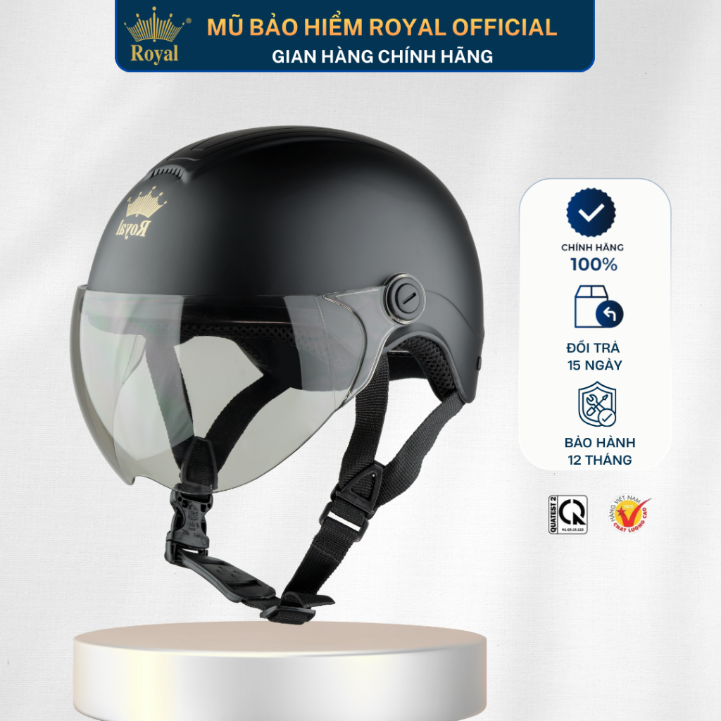 Mũ bảo hiểm nửa đầu có kính Royal M103K - Thời trang - Gọn nhẹ - Hàng chính hãng - Nhiều màu sắc