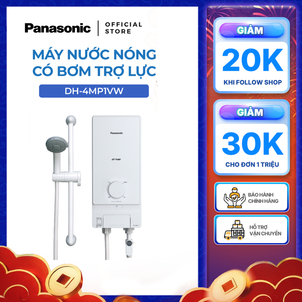 Máy nước nóng trực tiếp Panasonic model DH-4MP1VW/ DH-4MS1VW  ( 4500W, màu trắng) - KHÔNG GỒM CP LẮP