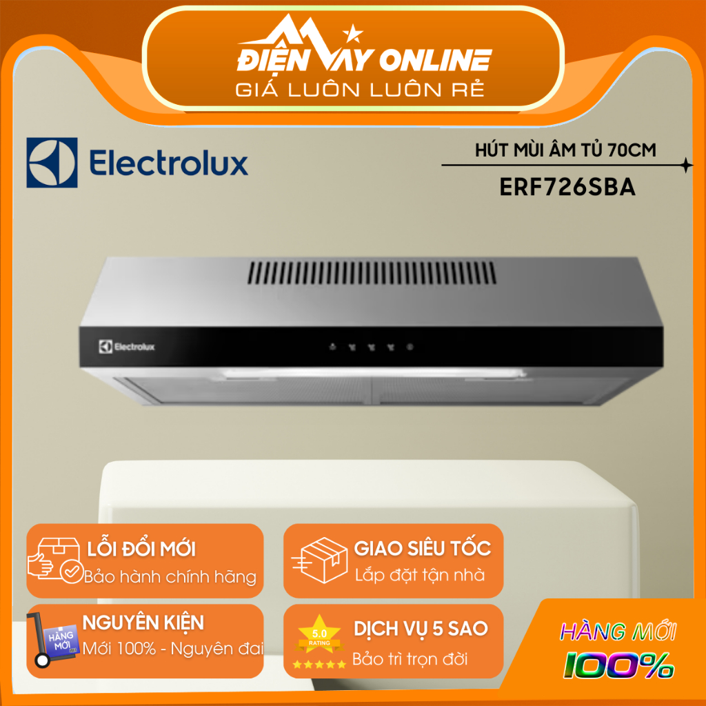 [HỖ TRỢ LẮP ĐẶT] Hút Mùi Âm Tủ Cổ Điển 70cm Electrolux ERF726SBA - 3 tốc độ quạt -Bảo Hành Chính Hãn