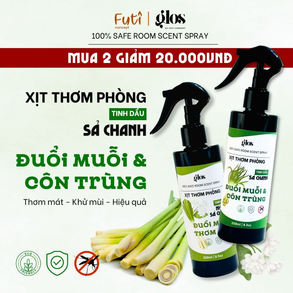 Xịt Thơm Phòng Hương Sả Chanh 250ml Khử Mùi, Đuổi Muỗi, Thư Giãn Cho Căn Phòng