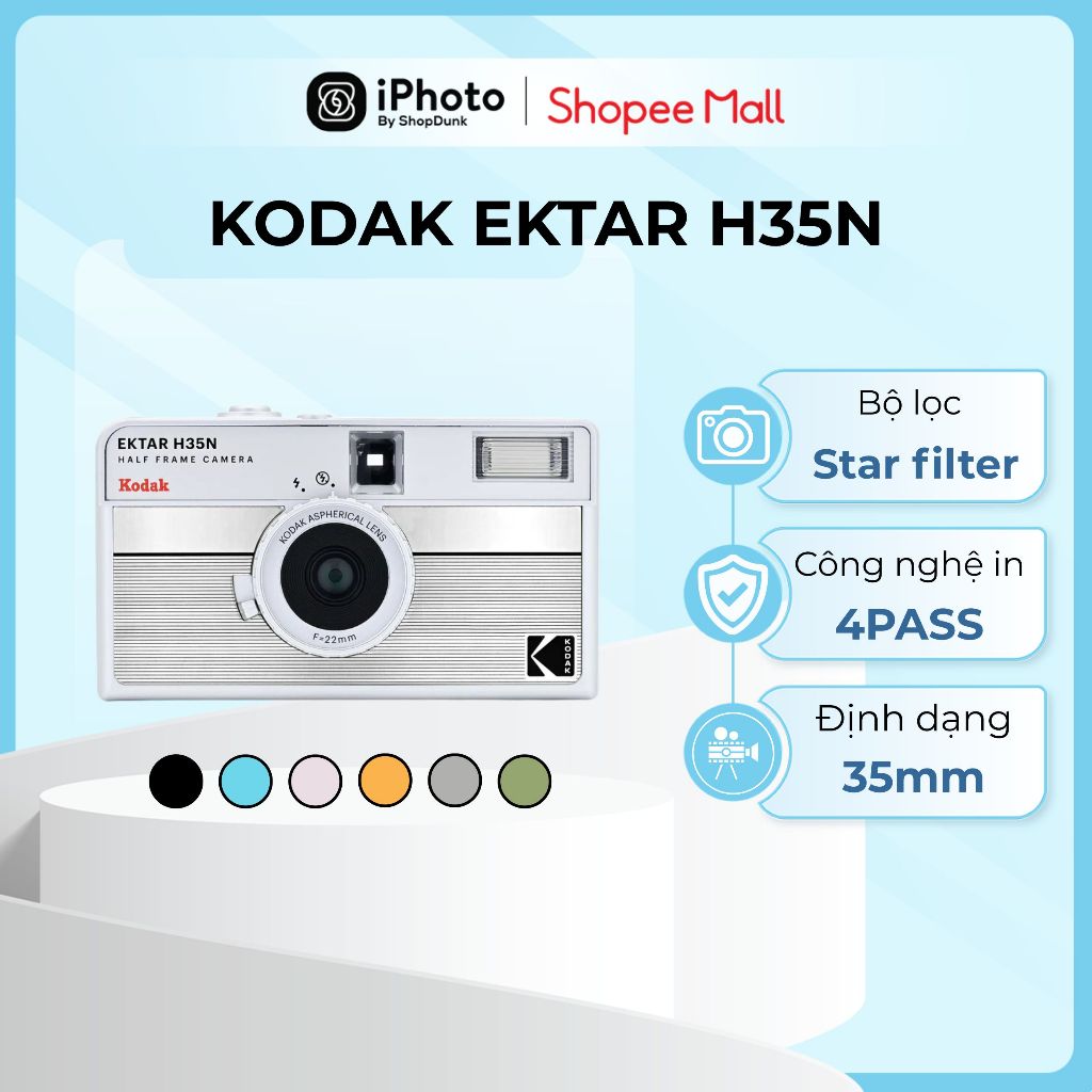 Kodak Film Camera Ektar H35N Bảo Hành Chính Hãng 12 Tháng, Khung Half Frame
