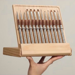 Set Bộ Cọ Cao Cấp 12 cây - cọ cúc,cọ tô,cọ vẽ,cọ bản,line, nét vẽ phen hoa- hộp gỗ - nail Hoàng Ka