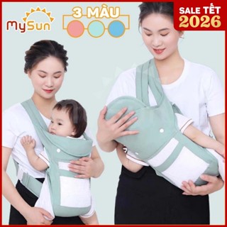 Địu vải lưới cho em bé sơ sinh 4 tư thế đi xe máy có đỡ cổ an toàn chính hãng MySun