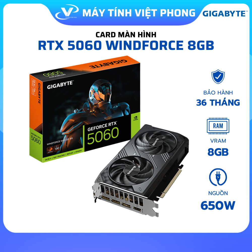 VGA CARD MÀN HÌNH GIGABYTE  RTX 5060 WINDFORCE MAX 8GB