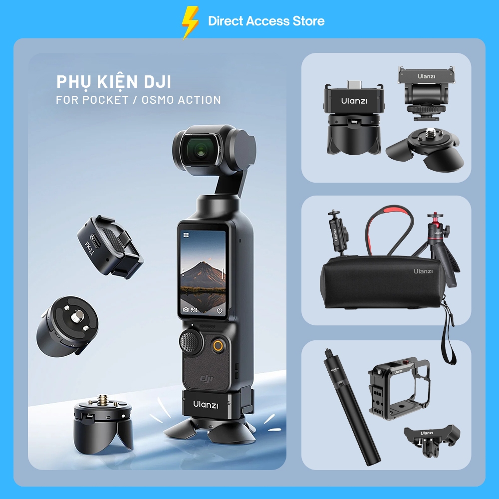 Mini tripod dành cho Action camera Pocket 3 Ulanzi PK-08 tự động gập mở tiện lợi