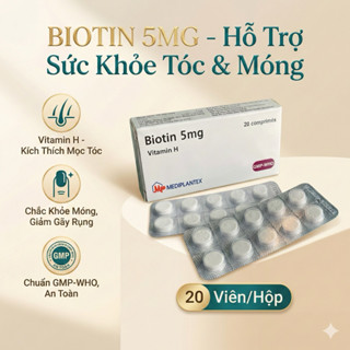 Viên uống Biotin vitamin H hỗ trợ giảm rụng tóc, giúp tóc và móng chắc khoẻ, da trắng mịn hộp 20 viên