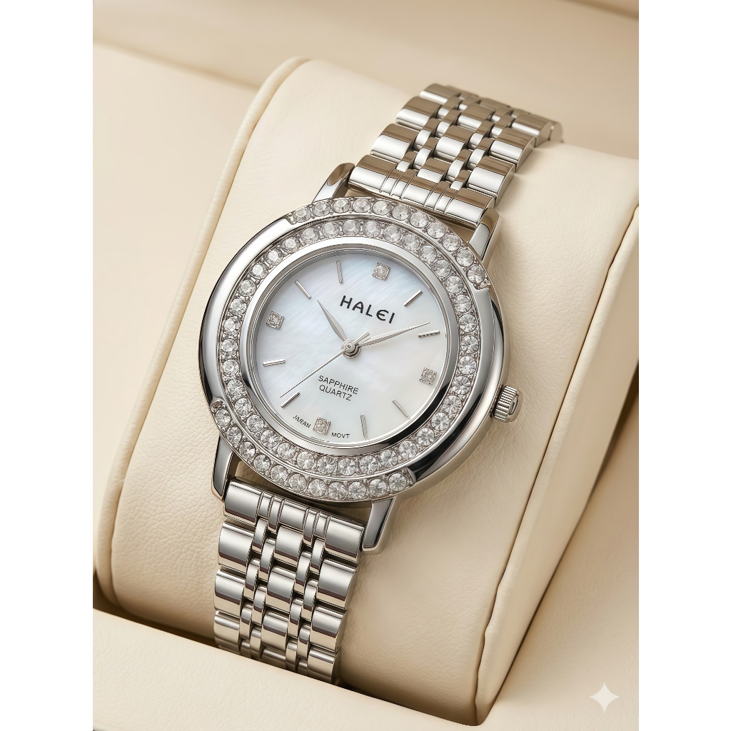 Đồng Hồ Nữ HALEI Chính Hãng Dây Thép Không Gỉ Chống Nước Phong Cách Thanh Lịch Sang Trọng HALEI 5032