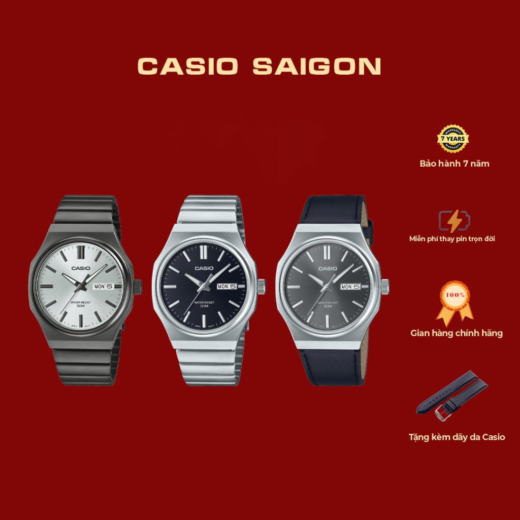 (Chính Hãng) Đồng Hồ Nam Casio MTP-E735 - Tặng Kèm Dây Da - Bảo Hành 7 Năm