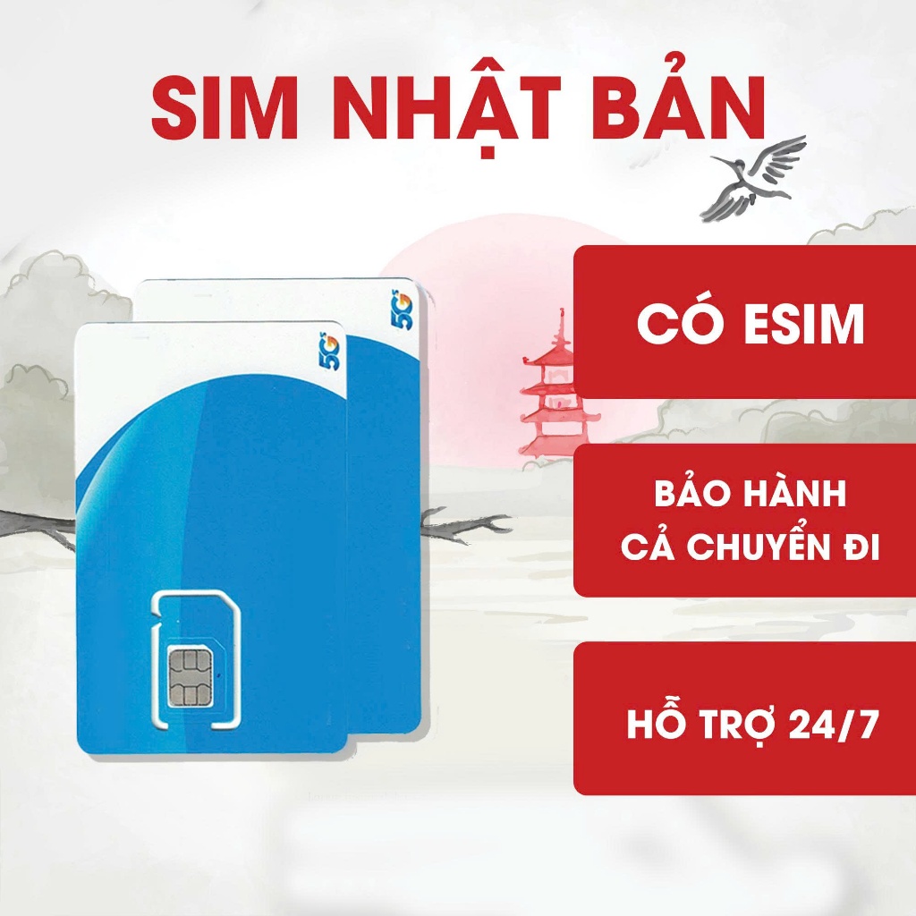 Sim du lịch Nhật Bản 5G, chỉ có data - tặng que chọc sim, nhận sim báo shop kích hoạt, hỗ trợ 24/7