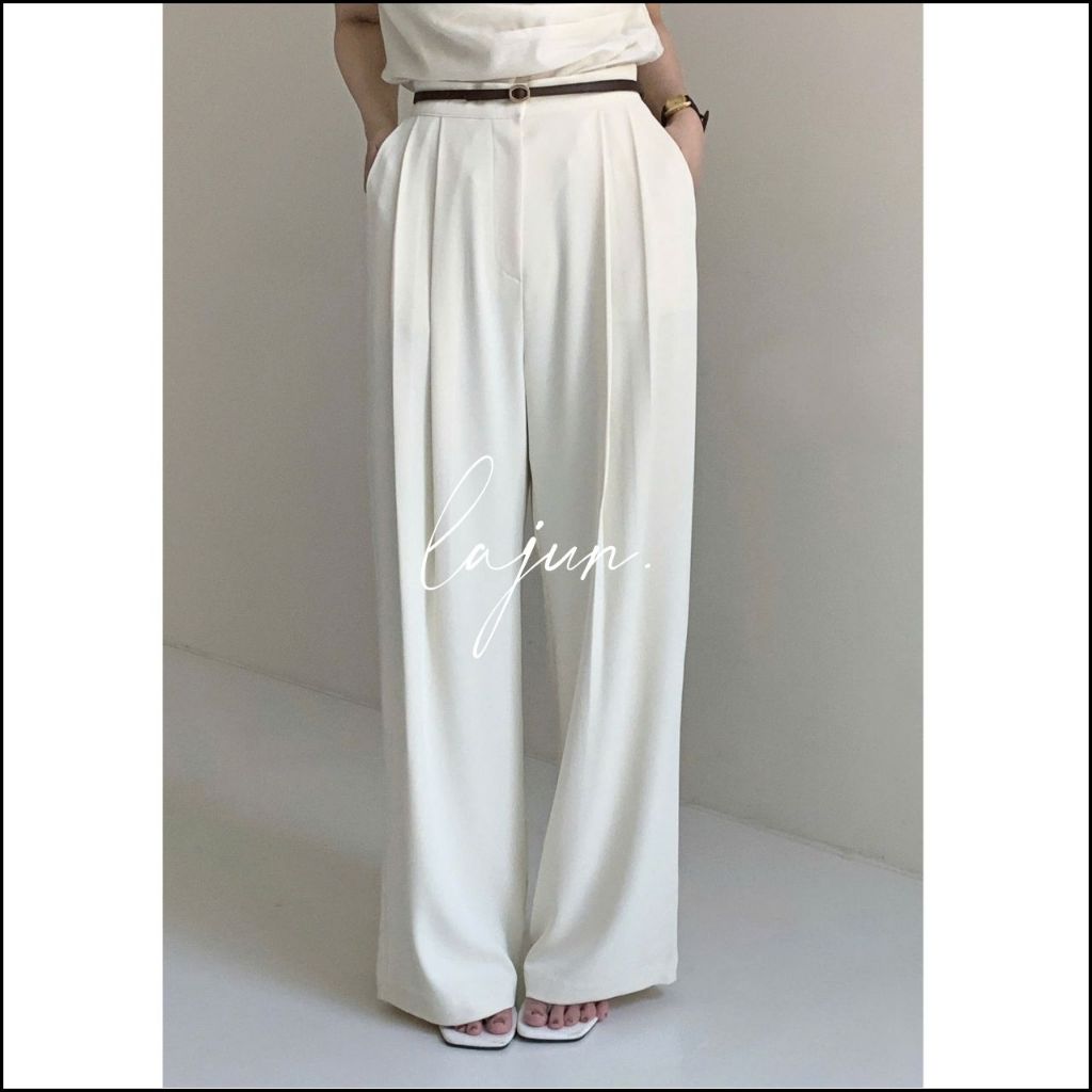 [LAJUN KOREA] Quần Slacks Berlin Form Suông Lưng Cao Chất Mịn Mát Ít Nhăn Cao Cấp Hàn Quốc