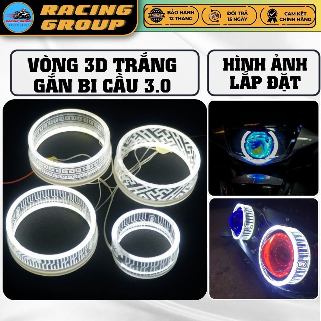 Vòng 3D Gắn Bi Cầu 3.0 Inch, Vòng 3D Gắn Bi Cầu 3.0 S500,S600, F150 Pro Trang Trí Xe Máy Cực Đẹp