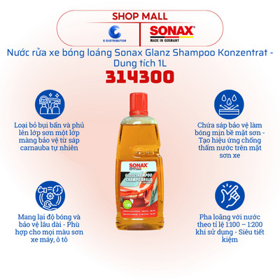 [HỎA TỐC] Nước rửa xe đậm đặc Sonax Glanz Shampoo Konzentrat 314300 - Dung tích 1L