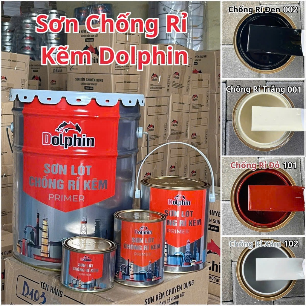 Sơn chống rỉ kẽm Dolphin - Bám dính cực cao trên sắt mạ kẽm, inox, kính
