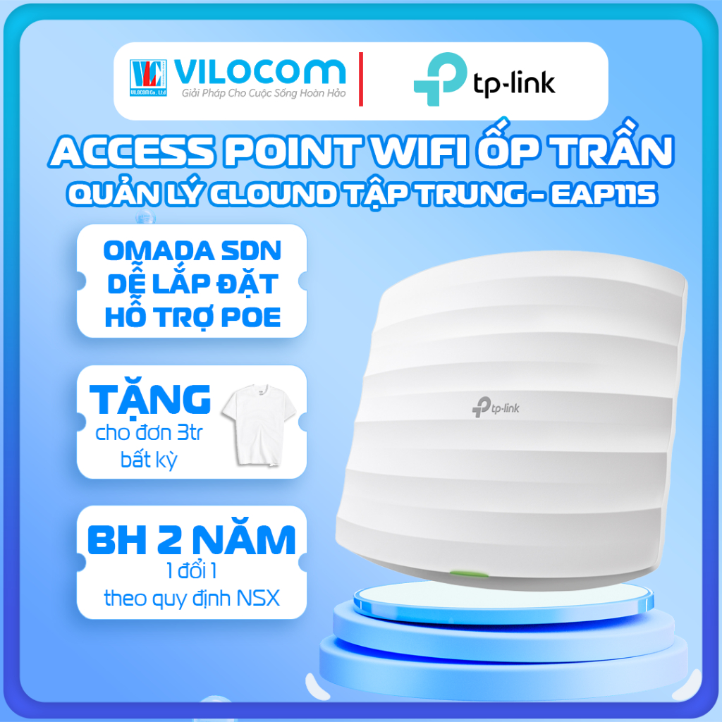Access Point WiFi EAP245 EPA115 Tp-Link Gắn Trần Gigabit AC1750 MU-MIMO - Hàng Chính Hãng