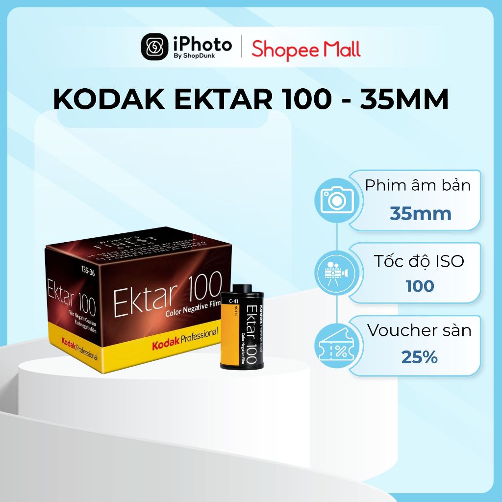 Film Kodak Ektar 100 135-36 COLOR NEGATIVE FILM, Số ảnh 36, IOS 100