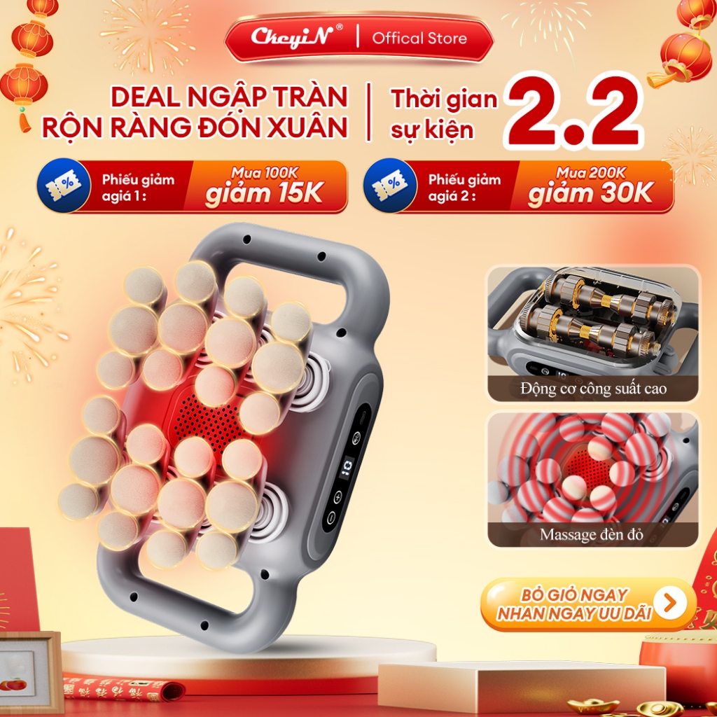 CkeyiN Máy massage cầm tay 24 đầu Có 9 chế độ mạnh mẽ giúp giảm đau nhức cơ GB006G