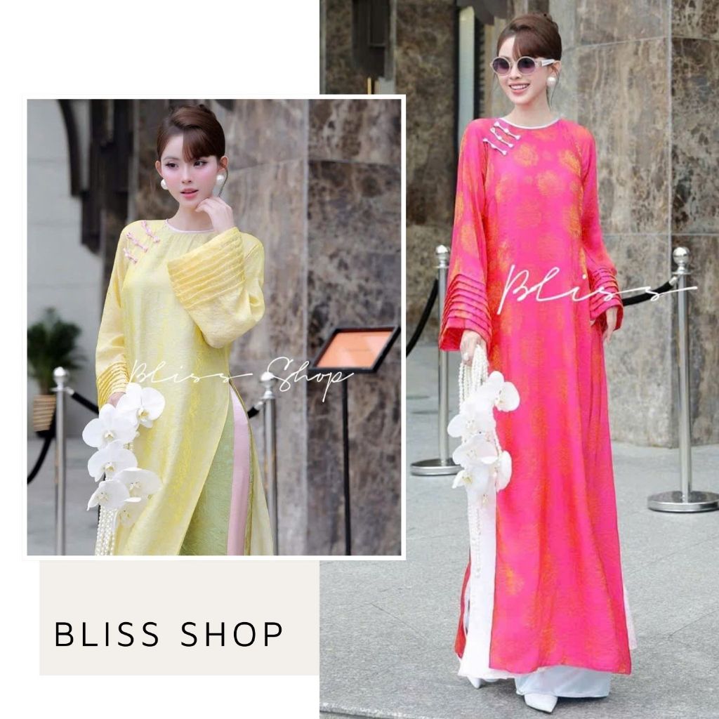 [BST Áo Dài] Áo Dài Cách Tân Dáng Suông Thiết Kế Cao Cấp Cổ Tròn Thanh Thoát Mềm Mại Bliss Shop - AD