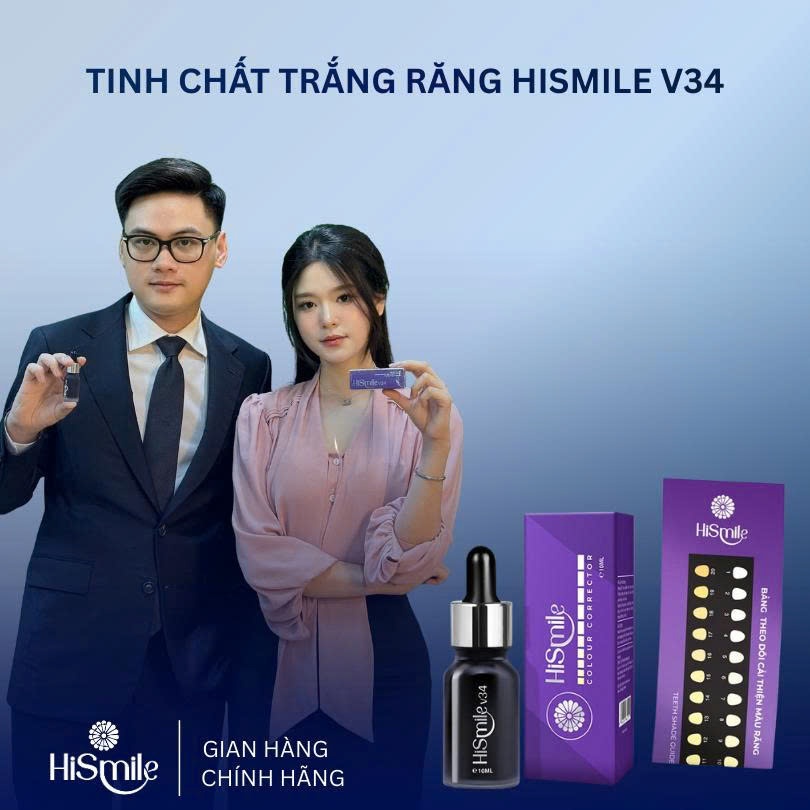 TRỊNH DUY x HISMILE, Tinh chất trắng răng cao cấp HiSmile V34 - 10ml, Mua 2 lọ tặng 1 lọ