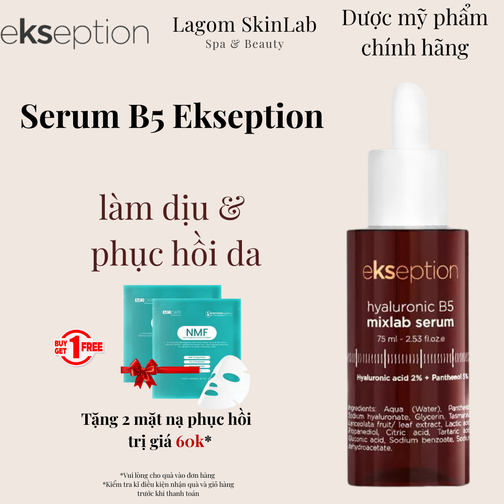 Serum B5 Ekseption Hyaluronic HA & B5 dưỡng ẩm phục hồi da 75ml chiết và full size