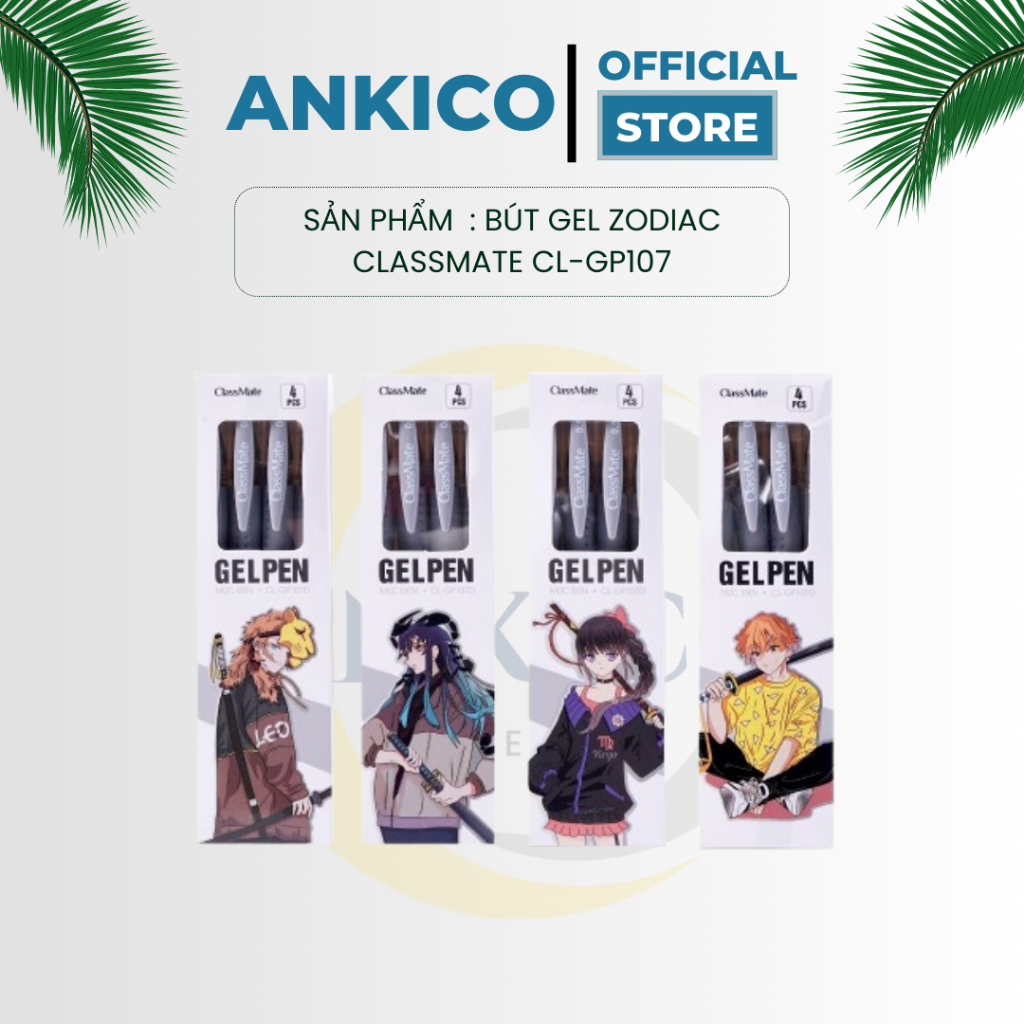 [ANKICO x CLASSMATE ] Combo 5 cây bút gel Zodiac Classmate CL-GP107 xanh/đen phù hợp cho học sinh