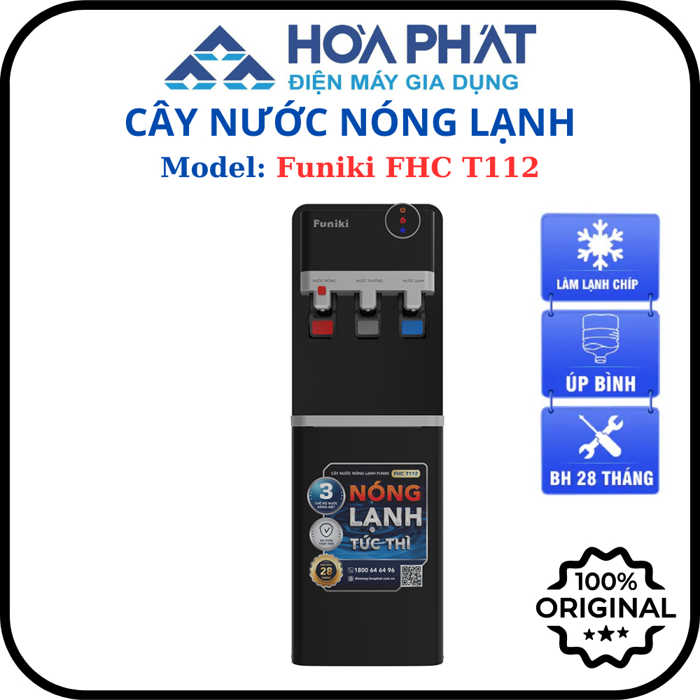 Cây nước nóng lạnh úp bình Hòa Phát Funiki FHC T112 (mã thay thế HTL223) - màu đen - Hàng chính hãng