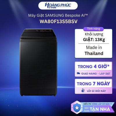 WA80F13S5BSV | Máy giặt Samsung Inverter 13 kg Bespoke AI™ WA80F13S5BSV Cửa Trên -Giặt AI Wash {Toàn Quốc}