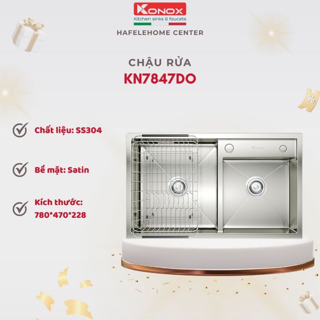 Chậu Rửa Bát Konox KN7847DO – Chậu Âm Bàn 2 Hố Cao Cấp