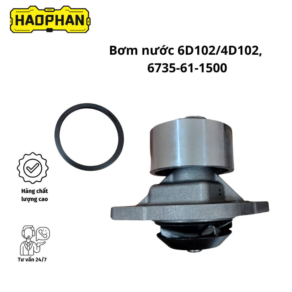 Bơm nước động cơ 6D102/4D102 – 6735-61-1500 hàng HPM - Phụ tùng Hảo Phan
