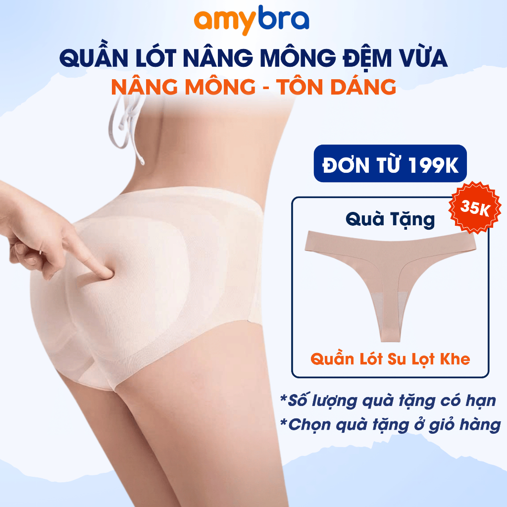 [ MẪU MỚI ] Quần Lót Độn Mông Su Gân Đệm Vừa 0.5cm, Quần Chip Nâng Mông Tự Nhiên AMYBRA N2055