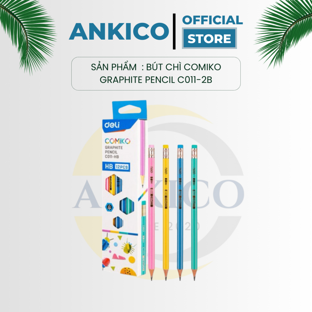 [ANKICO x DELI] Combo 12 cây Bút chì Deli 2B C011-2B màu sắc tươi sáng bắt mắt