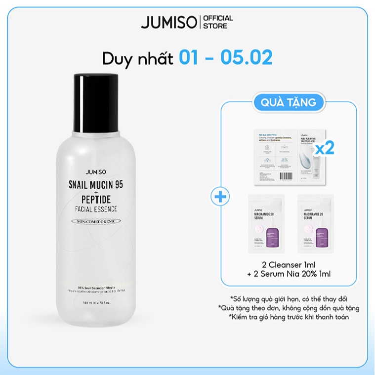 Tinh chất dưỡng da Ốc sên giúp ngăn ngừa lão hóa JUMISO Snail Mucin 95 + Peptide 140ml