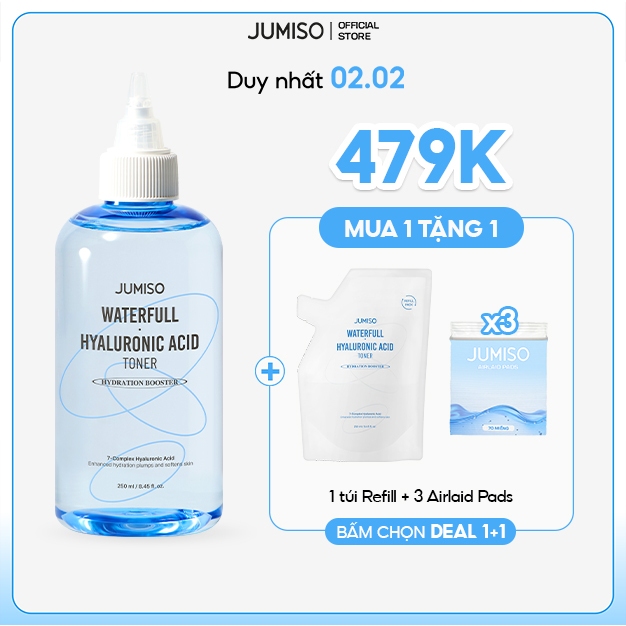 [1+1 Bấm chọn phân loại 1+1] Nước hoa hồng (Toner) cấp ẩm sâu, cân bằng, phục hồi da nhạy cảm JUMISO