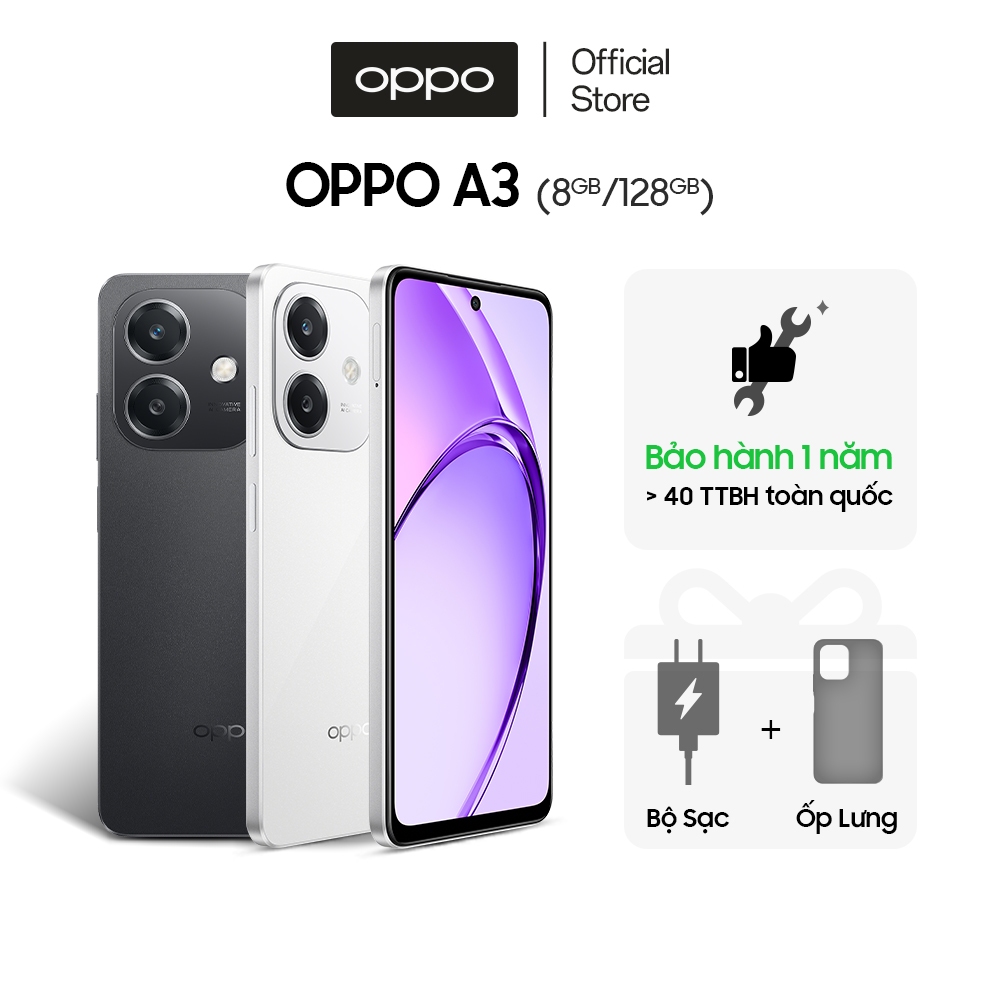 Điện Thoại OPPO A3 (8GB/128GB) | Siêu bền |SUPERVOOC |Kháng nước và bụi- Hàng chính hãng