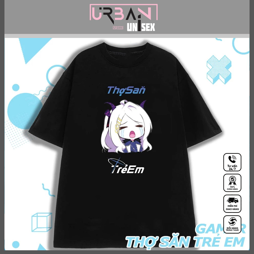 Mẫu Áo Thun Thợ Săn Trẻ Em - Mikenco Mikebear Nam Nữ In Hình, Áo Phông Unisex Mikenco Gấu Tay lỡ Cot