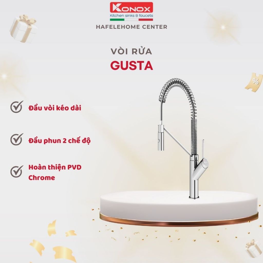 Vòi Rửa Chén Konox Gusta – Tiện Nghi, Inox 304 Dễ Lắp Đặt Sử Dụng
