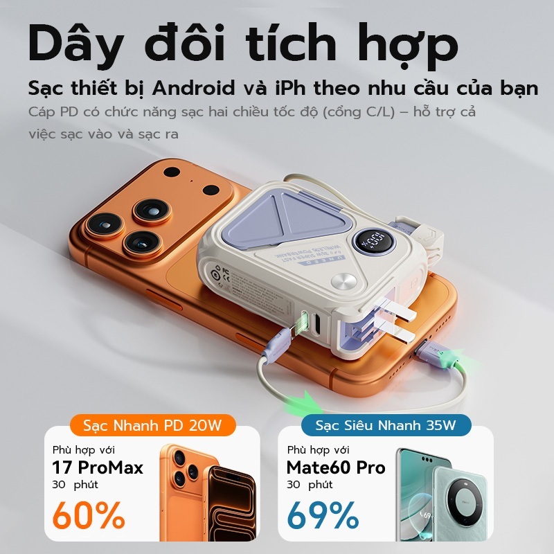 【Bảo hành hai năm】Sạc Dự Phòng UNEED 30000/20000mAh Sạc Nhanh PD 20W 35W Sạc Không Dây, Cục Sạc Dựng Phòng Đầu AC | BigBuy360 - bigbuy360.vn